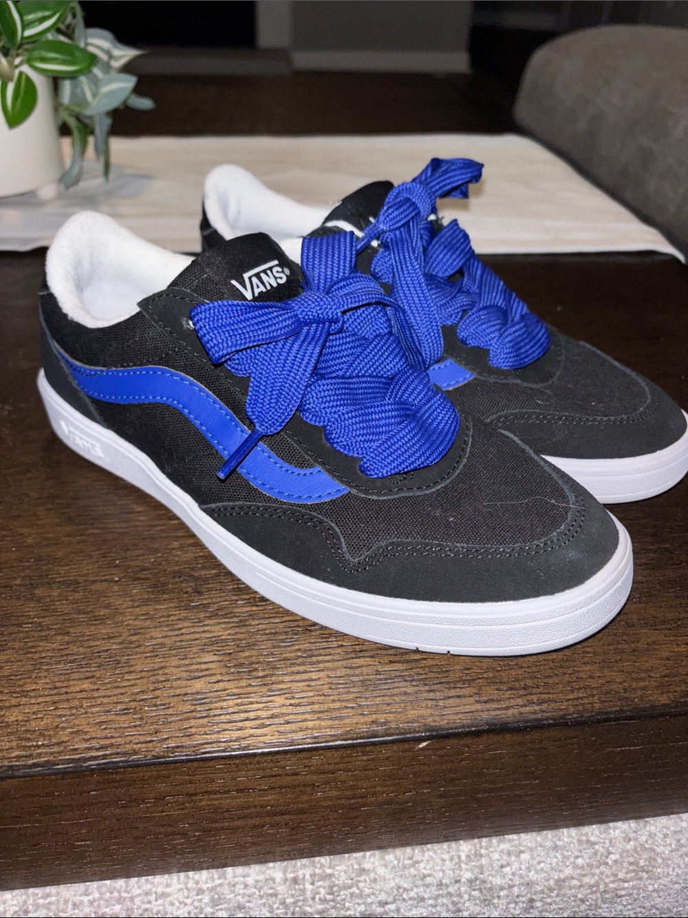 New Vans Black and Blue Low-Top Sneakers Men’s Size 5.5 Women’s 7 Skater Shoes